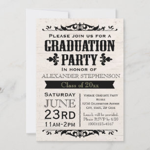 Rustique Vintage Beige Graduation Party Invitation