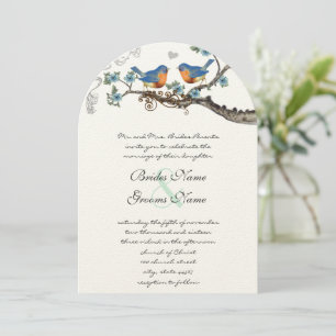 Rustique Vintage Bluebirds Invitations de mariage