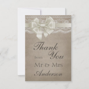 Rustique Vintage Burlap & dentelle Mariage Merci