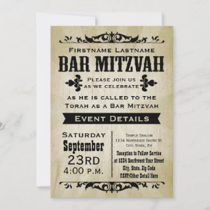 Rustique Vintage Country Bar Mitzvah Invitation