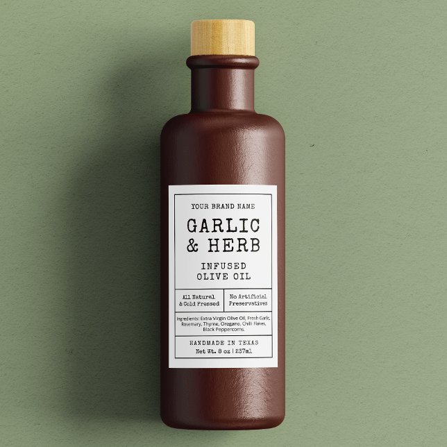 Rustique Vintage fait maison Étiquette de bouteill (Rustic minimalist rectangle product labels in black and white - can be used on bottles & jars)