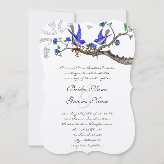 Rustique Vintage Royal Blue Wedding Invitations (Devant)