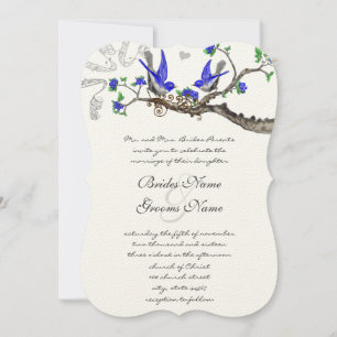 Rustique Vintage Royal Blue Wedding Invitations