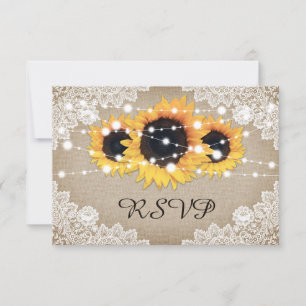 Rustique Vintage Sunflower Wedding Cartes RSVP Rep