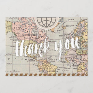 Rustique vintage voyage Mariage Carte de remerciem
