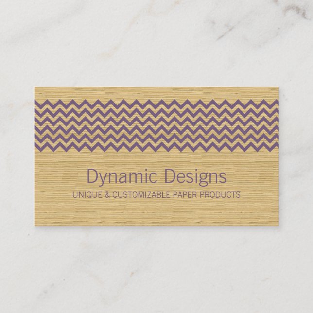 Rustique violet Carte de visite Chevron (Devant)