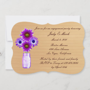 Rustique violet Mason Jar Invitation de la partie