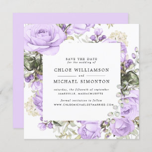 Rustique violet Rose Floral Enregistrer la carte d