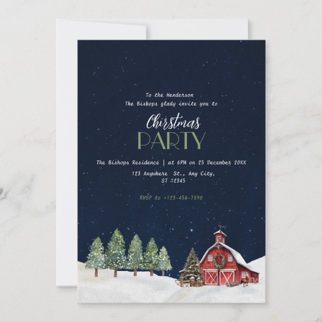Rustique White Christmas Grange Invitation (Devant)