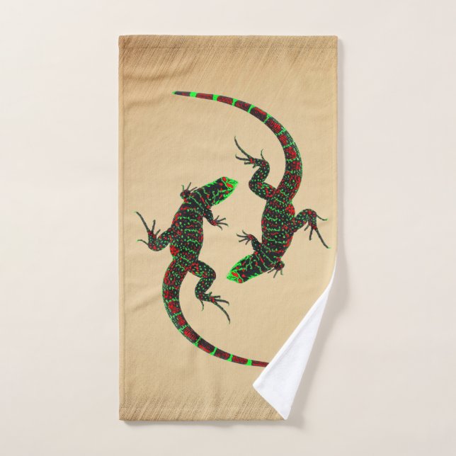 Rustique Yin Yang Lizards (Serviette à main)