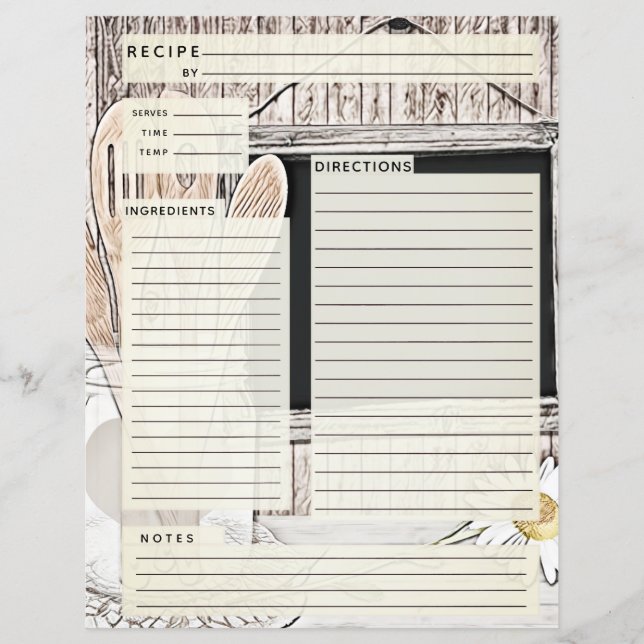 Rustlic Pays Burlap Recette Insertion (Devant)