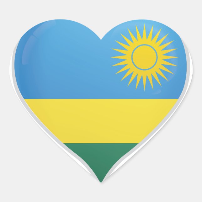 Rwanda amour drapeau orgueil autocollant coeur (Devant)