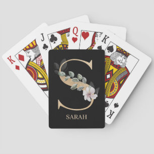 S Monogramme Floral Cartes de jeu personnalisées