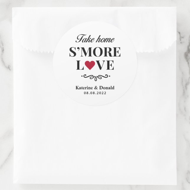 S’more Love Mariage Classic Round Sticker (Sac)