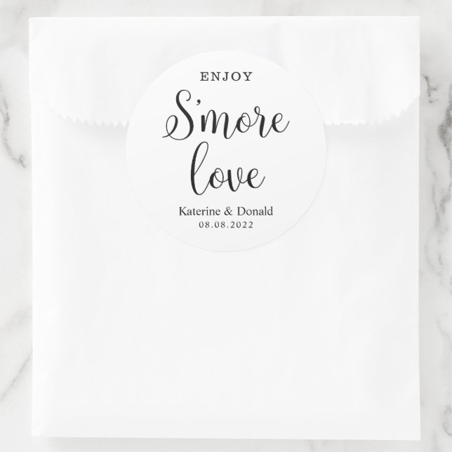 S’more Love Mariage Classic Round Sticker (Sac)