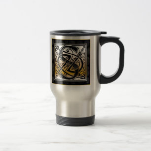 S" tasses en pierre noires "celtiques de voyage de