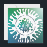 "sa fête d'anniversaire à l'arc-en-ciel en temps m<br><div class="desc">Gooey 3D bleu,  vert et turquoise arc-en-ciel mince invitation à la fête. Invitation festive moderne et amusante. Fait partie d'une collection correspondante.</div>