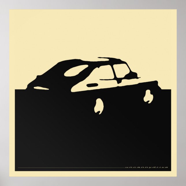 Saab 900 SPG/Aero - Black on light cream poster (Devant)