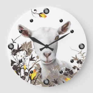 Saanen Peinture de chèvre laitière Floral Horloge