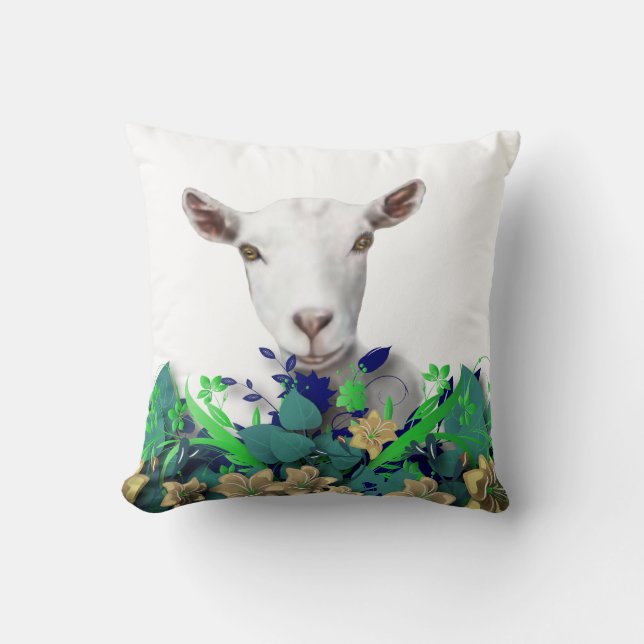 Saanen Peinture de chèvre Nom du troupeau Coussin  (Recto)