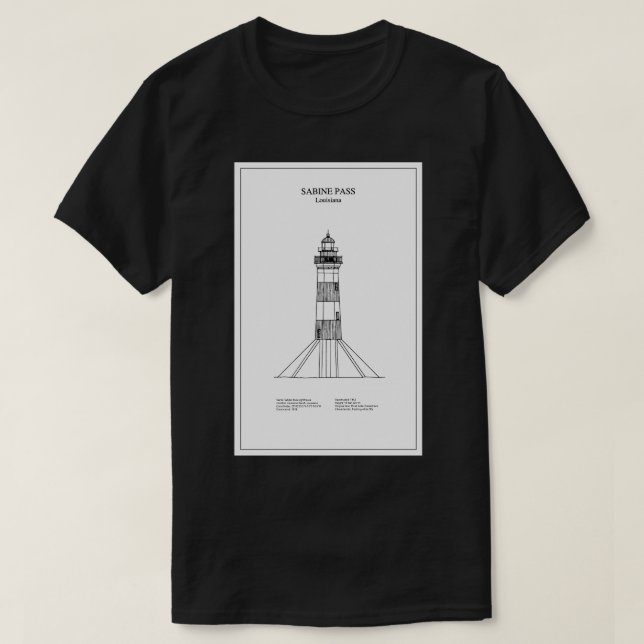 Sabine Pass Lighthouse Louisiana BD TShirt (Design devant)
