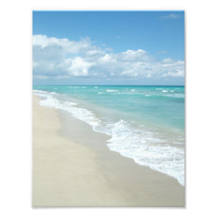 Sable blanc pittoresque, Plage d'eau bleue Photo