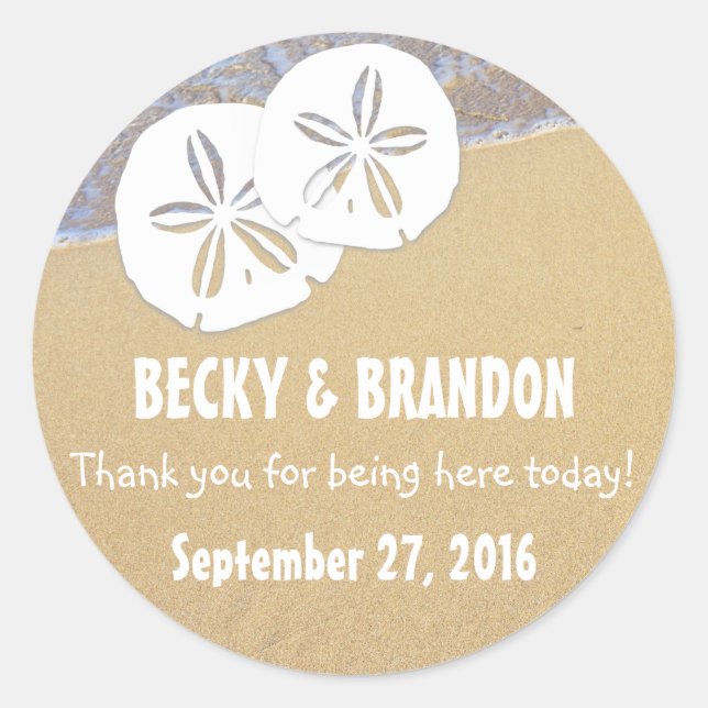 Sable De Plage Dollars Mariage Favoriser Étiquette (Devant)