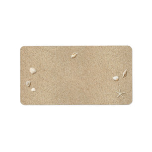 Sable de plage & Typegraphie blanche Étiquette de