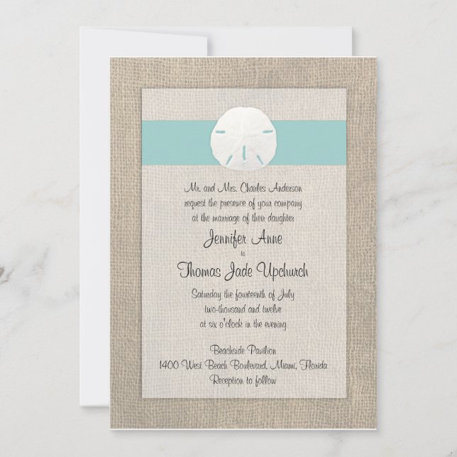 Sable Dollar Beach Wedding Invitation - Turquoise (Devant)