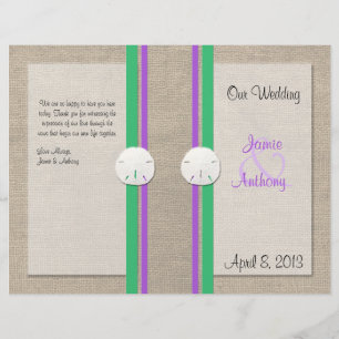 Sable Dollar Beach Wedding Programme - Purple Gree