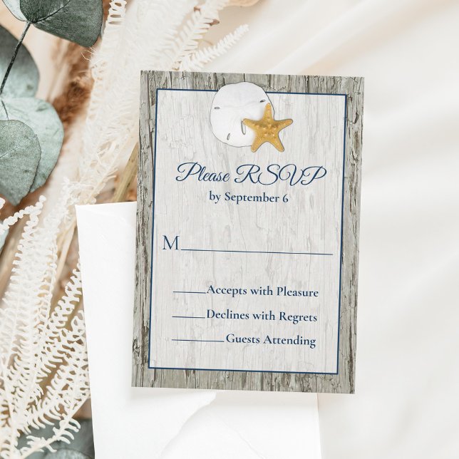 Sable Dollar Mariage Rustic Beach Driftwood RSVP (Créateur téléchargé)