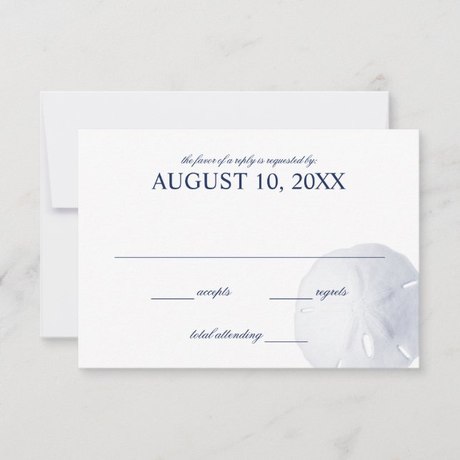 Sable Dollar Marine Blue Wedding RSVP (Devant)