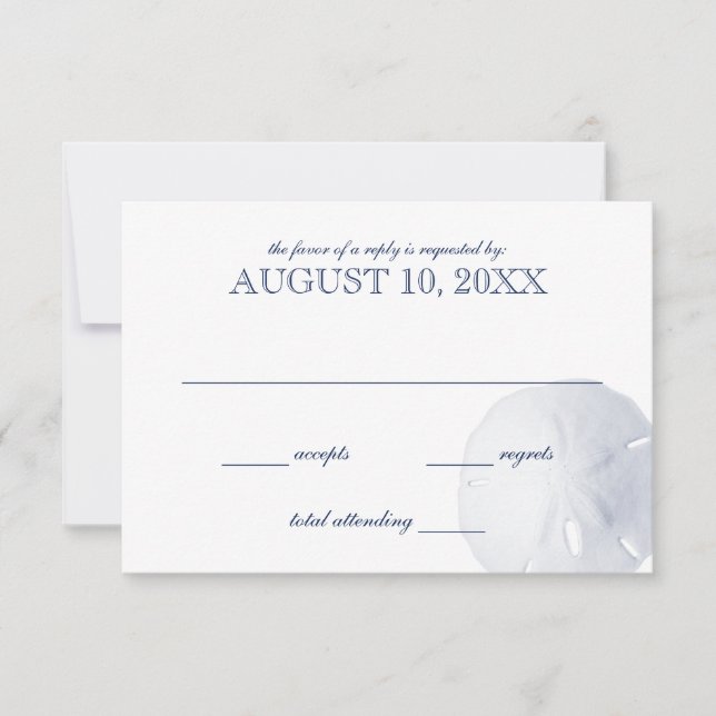 Sable Dollar Marine Blue Wedding RSVP (Devant)