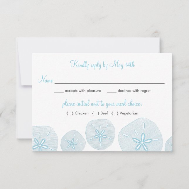Sable Dollar Plage Mariage RSVP choix de repas (Devant)