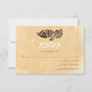 Sable et coquilles de mer / Mariage de plage RSVP