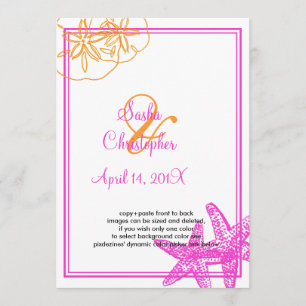 Sable+Mer/orange+fuschia/ Invitations de mariage