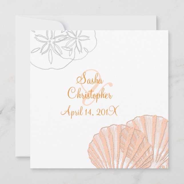 Sable+Mer/rose+orange/ Mariages Invitations (Devant)