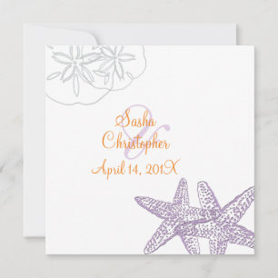 Sable+Mer/violet+Orange/ Mariage Invitations