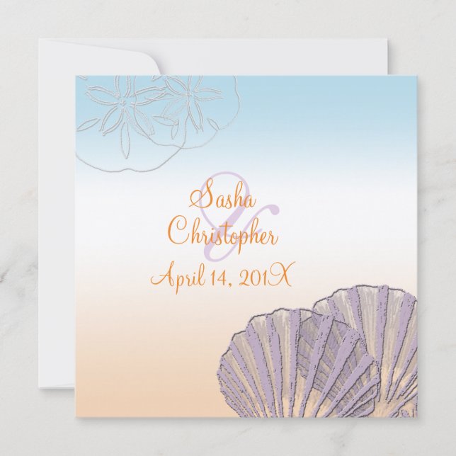 Sable+Mer/violet+Orange/ Mariage Invitations (Devant)