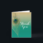 Sable Peacock et Merci Boho Turquoise<br><div class="desc">Peacock Feather Sand et Turquoise Boho Glam Carte de remerciements. Customisez à tout ce que vous voulez. Vous pouvez ajouter du texte à l'intérieur ou le laisser vide pour écrire à la main quelque chose en vous-même.</div>