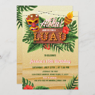 Sable Tropical Luau Invitation Anniversaire