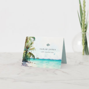 Sable Tropical Palm Trees Mariage Carte Place Pois