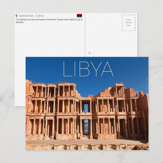 Sabratha, Libye Carte Postale de Voyage (Devant / Derrière)