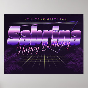 Sabrina Nom Vorname lila retro Poster Geburtstag