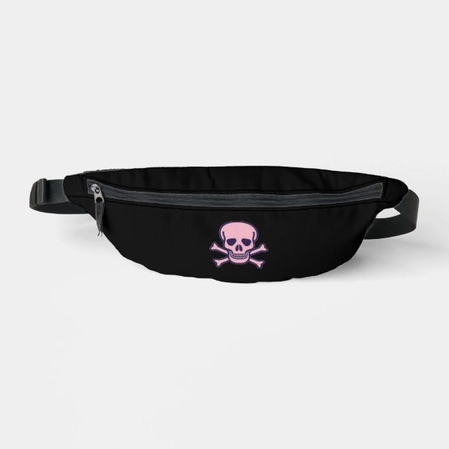 Sac à banane noir Pink Skull (Recto)