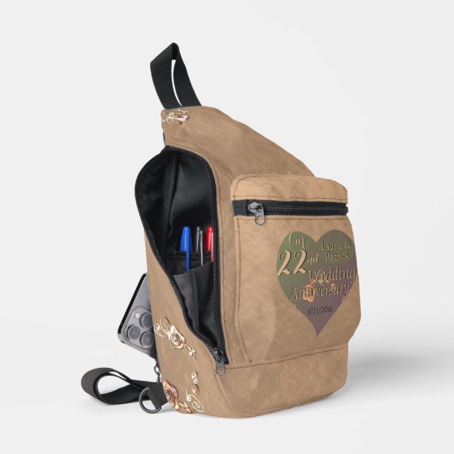 Sac À Bandoulière 22e Mariage Anniversaire Rose cardiaque (Ouvrir)