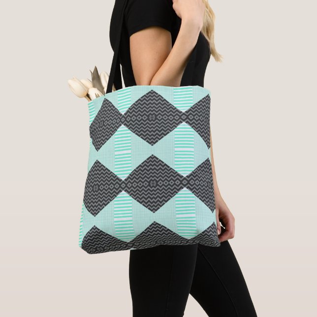 Sac à bandoulière à motif bleu (De près)