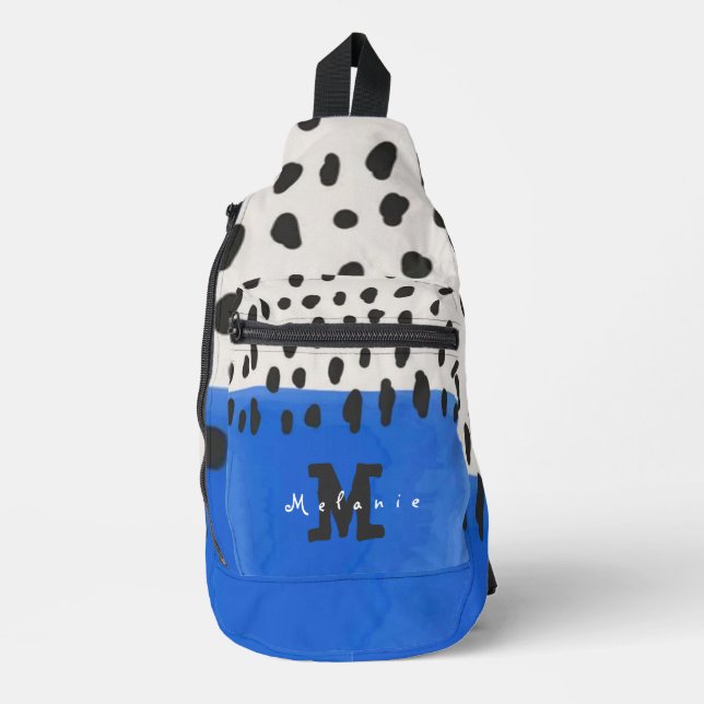 Sac À Bandoulière Abstract art minimal Monogram retro blue (Recto)