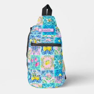 Sac À Bandoulière agrumes turquoise siciliens azulejo méditerranéen