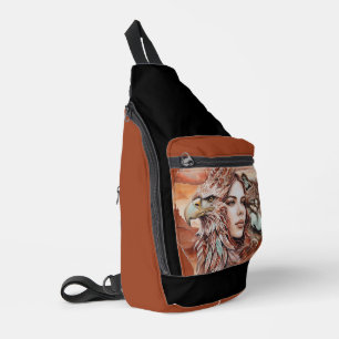 Sac À Bandoulière Aigle - Femme - Loup - aquarelle art 1 - Amusants